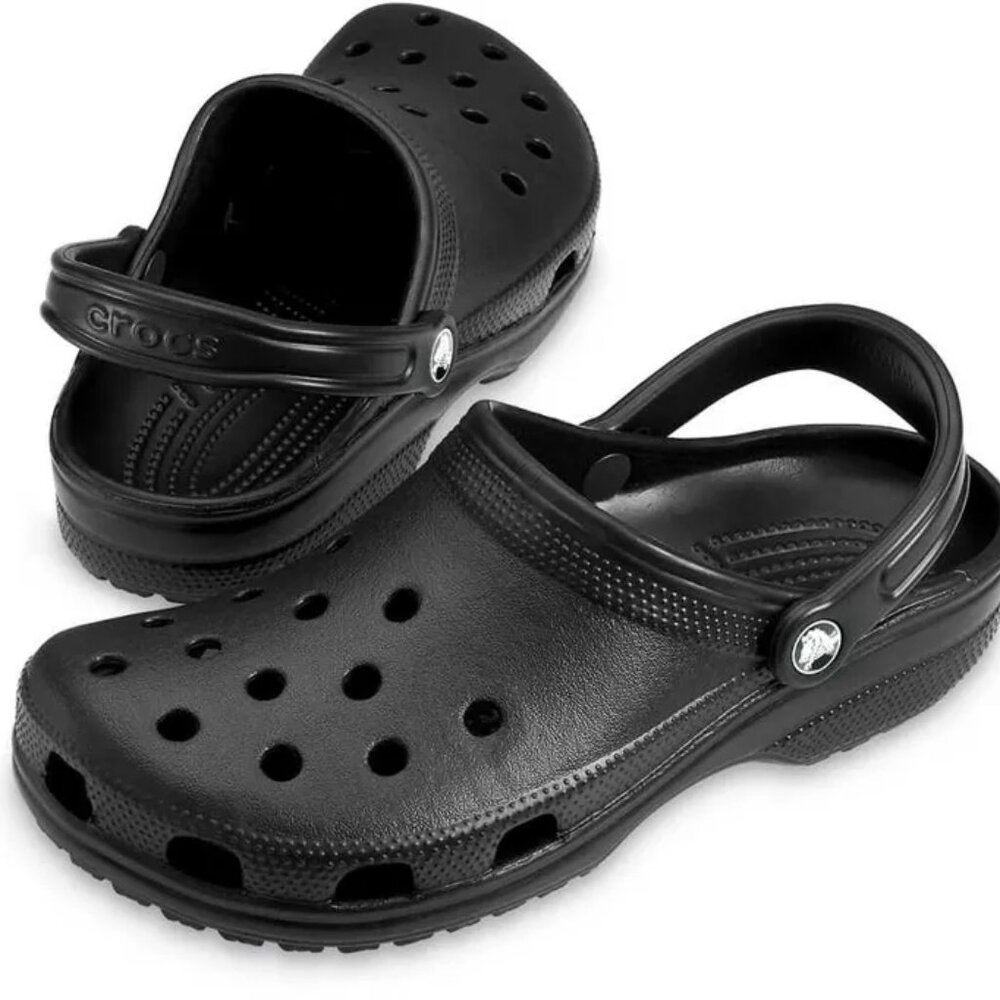 Crocs Boy's Classic Black Perforated Crocband Slip-On Clogs Size US 4